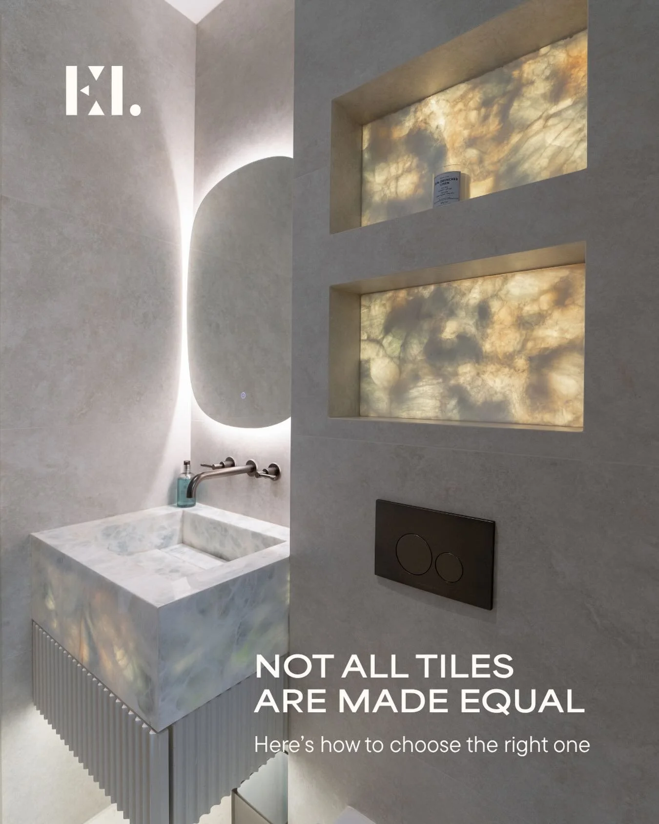 Tiles are one of those decisions that feel small until they&rsquo;re covering every wall, floor, niche and shower corner in your bathroom.

So, before you fall in love with something online:
✨Porcelain behaves better in Dubai humidity, while Natural 