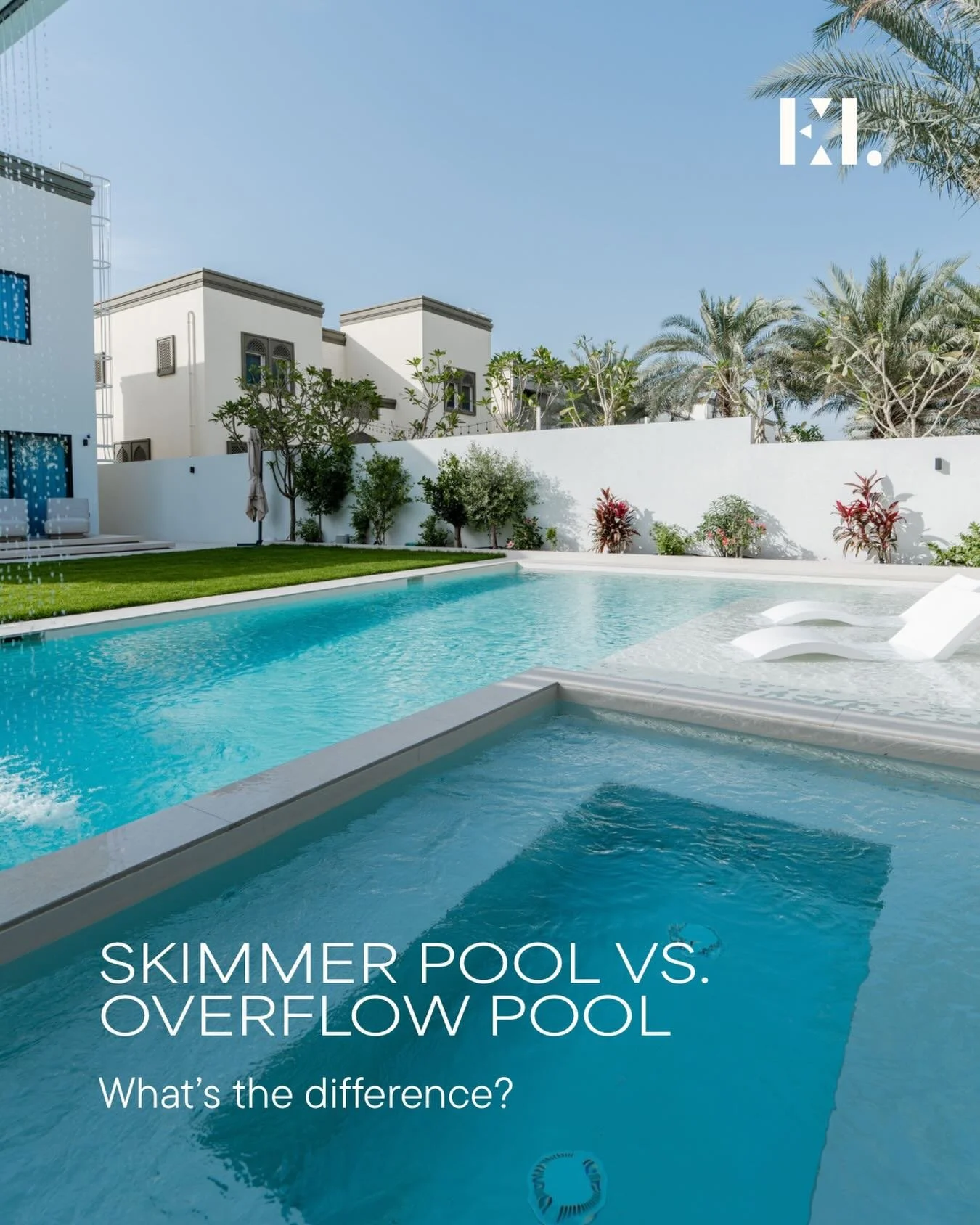 Not every pool needs to be an infinity pool to have main character energy.

2 pools can look almost identical in a photo, the real difference is in how they work.

✨A skimmer pool sits slightly below the edge, with debris collected through a side ski