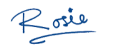 Handwritten signature of the name Rosie.