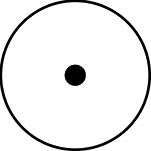 line drawing of a circle with a dot at the center