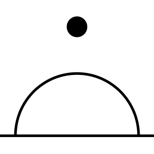 line drawing of a dome with a floating dot on top