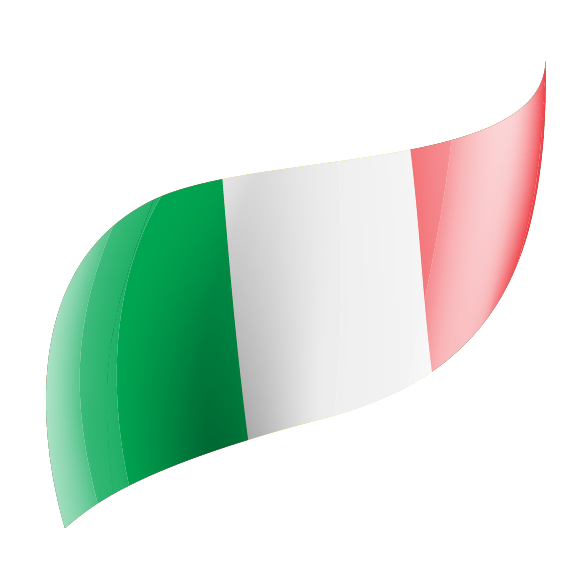A 3D chart representing Italy's energy consumption by source, with sections for natural gas, oil, renewable, coal, and other, labeled with corresponding colors.