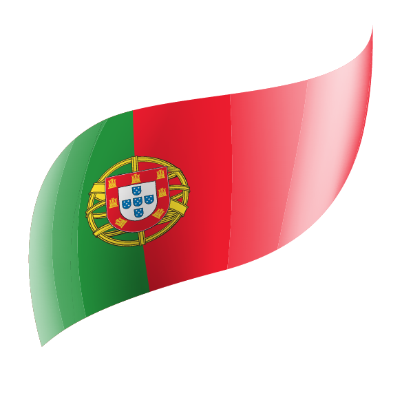 Portugal flag with green, red, and coat of arms details.
