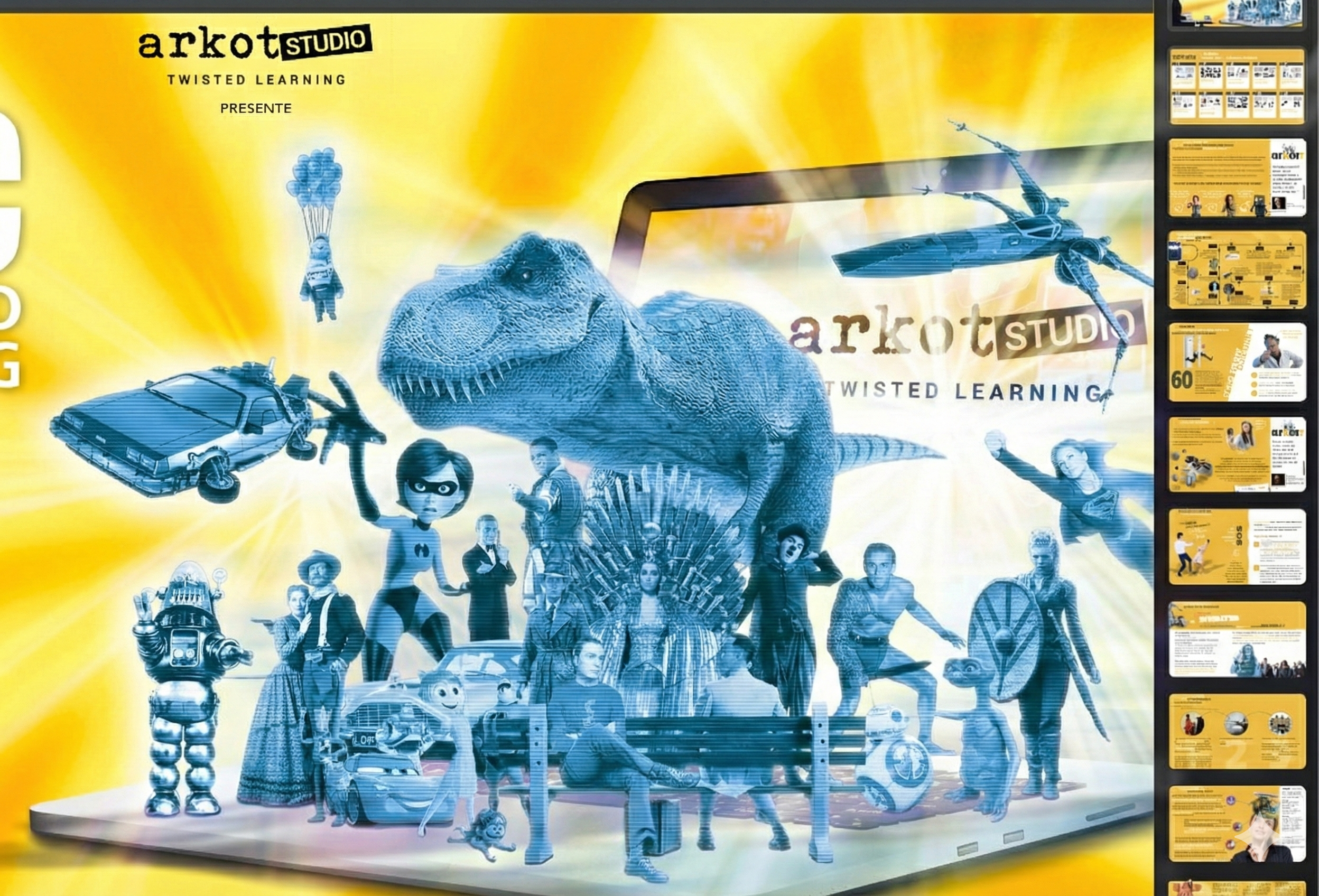 Des personnages des films connus s'échappent d'un écran d'ordinateur 