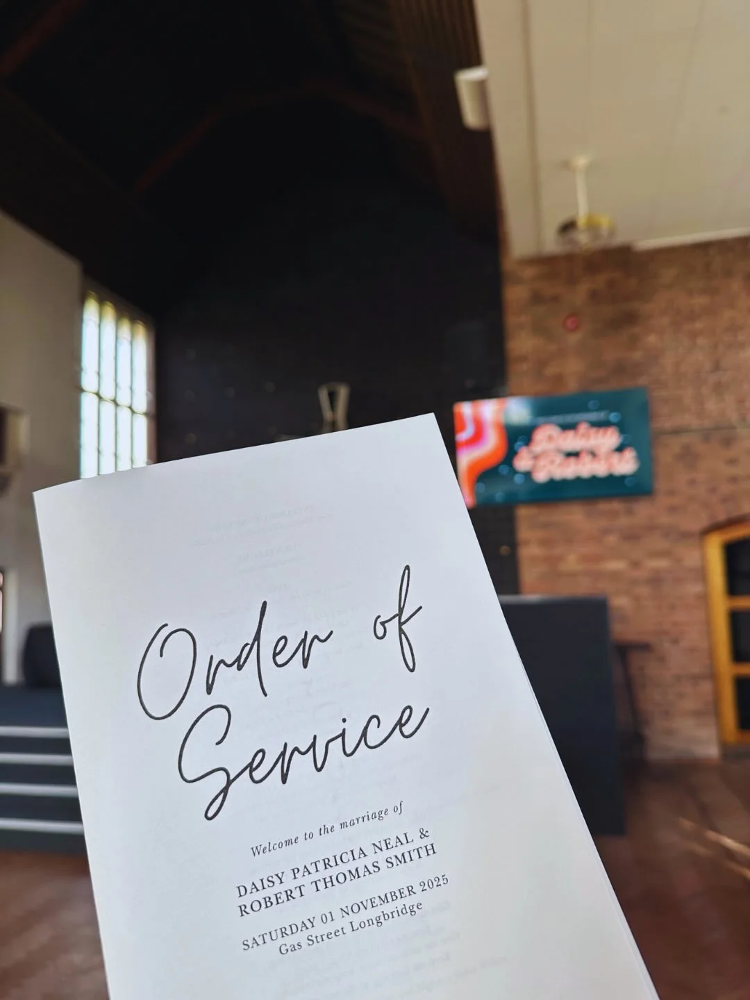 I loved coordinating at Daisy &amp; Rob&rsquo;s ceremony back in November! 

They were such a sweet couple and had a wedding full of personal touches. I especially loved their colourful graphics designed by the bride herself! 

Even with their beauti