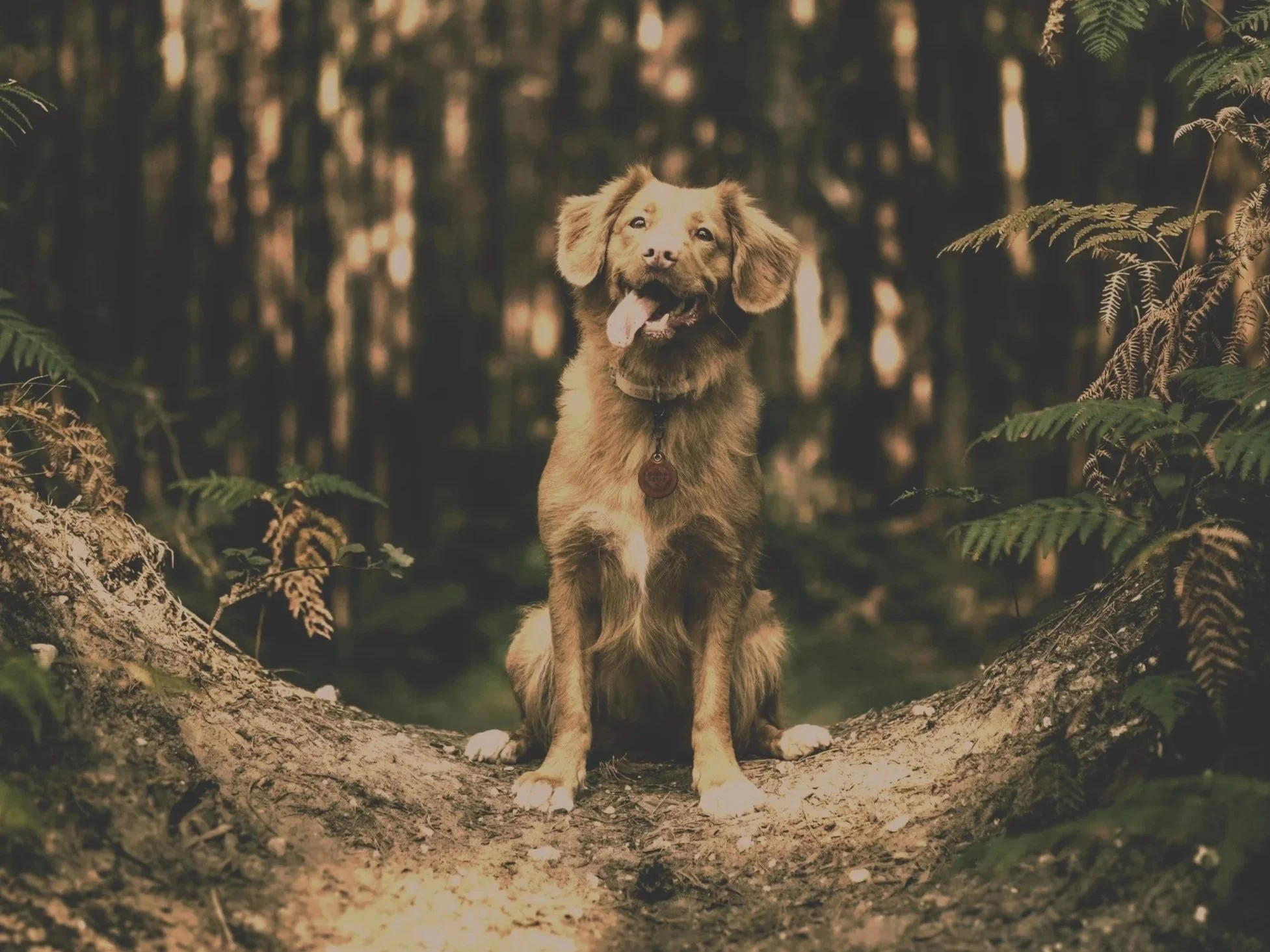 A happy dog sitting oDog-being trained privately in teddington