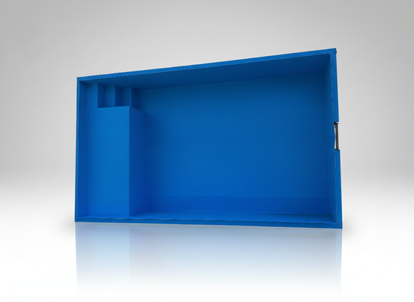 Egyedi formájú műanyag kerti medence tartós és UV-álló SIMOPOOL PP-C alapanyagból.