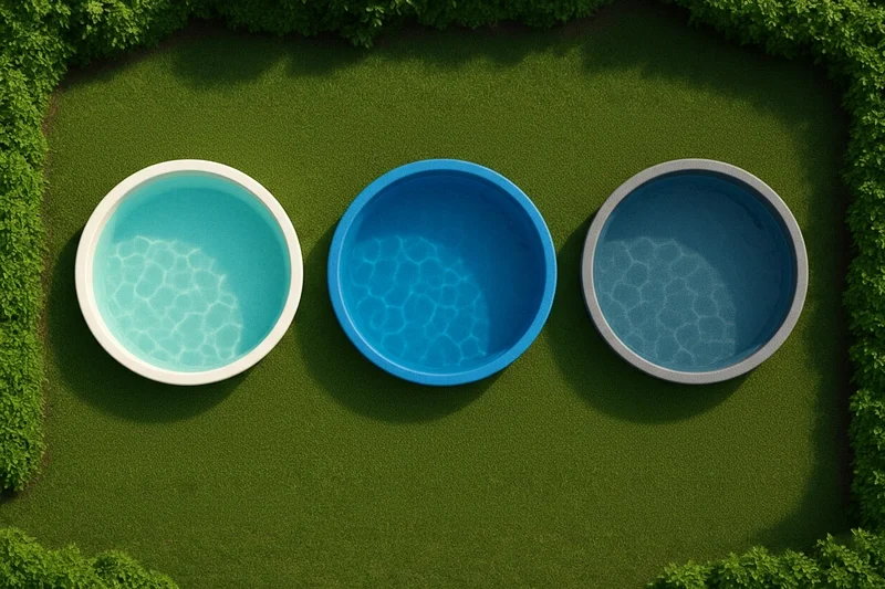 Műanyag kör medence színválaszték - kék, fehér és szürke