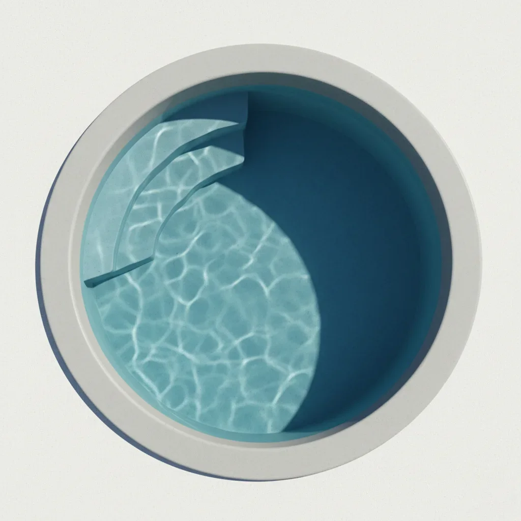 Kör alakú polipropilén medence 10 cm széles megerősített felső peremmel.