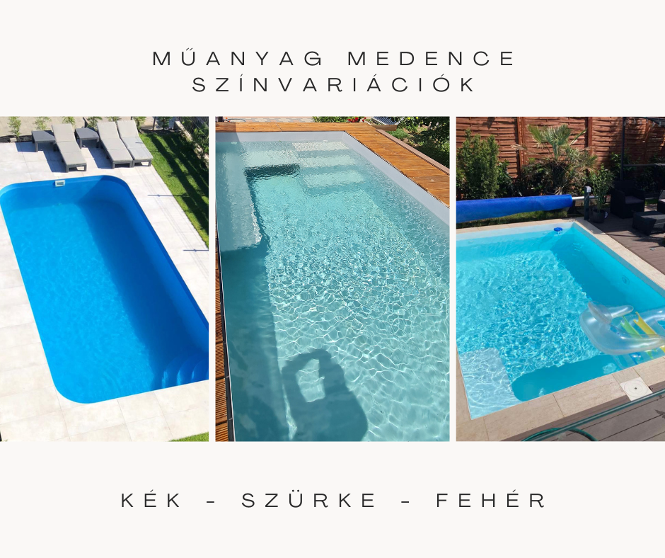 Műanyag téglalap medence színek választéka