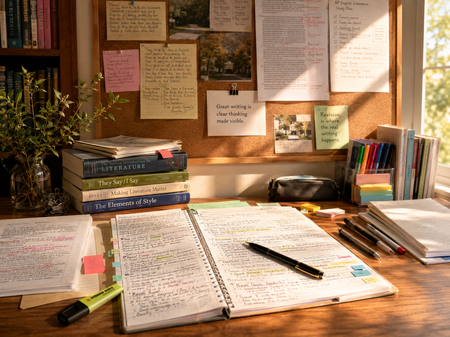 Study desk in sunlight