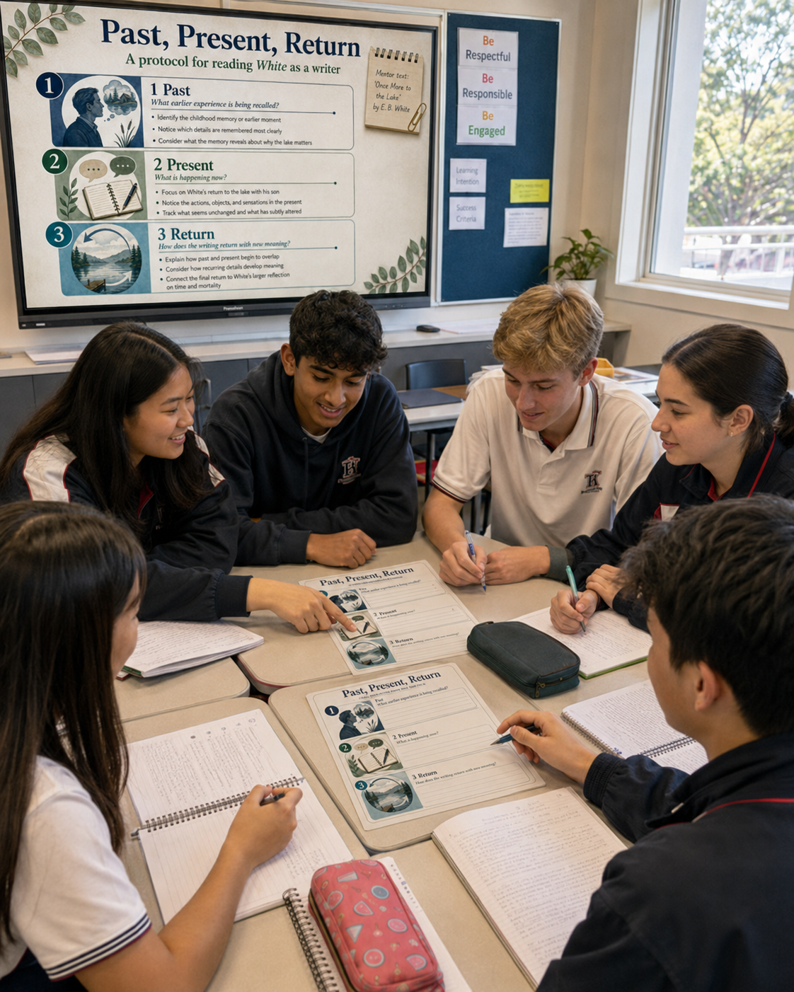 A Group of Students Completing a Thinking Routine
