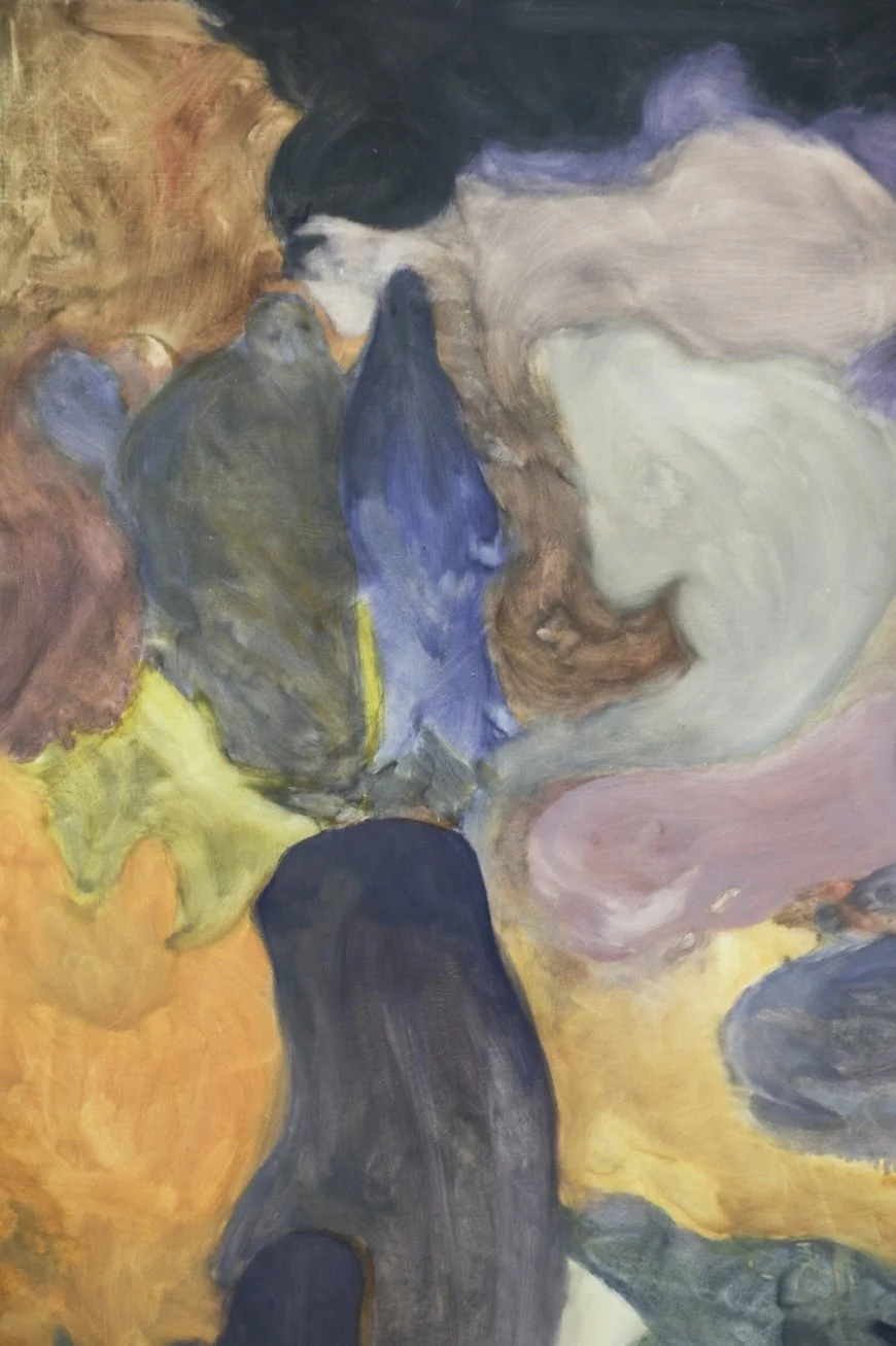 A colorful abstract painting  about grief by artist Sara Rufino.