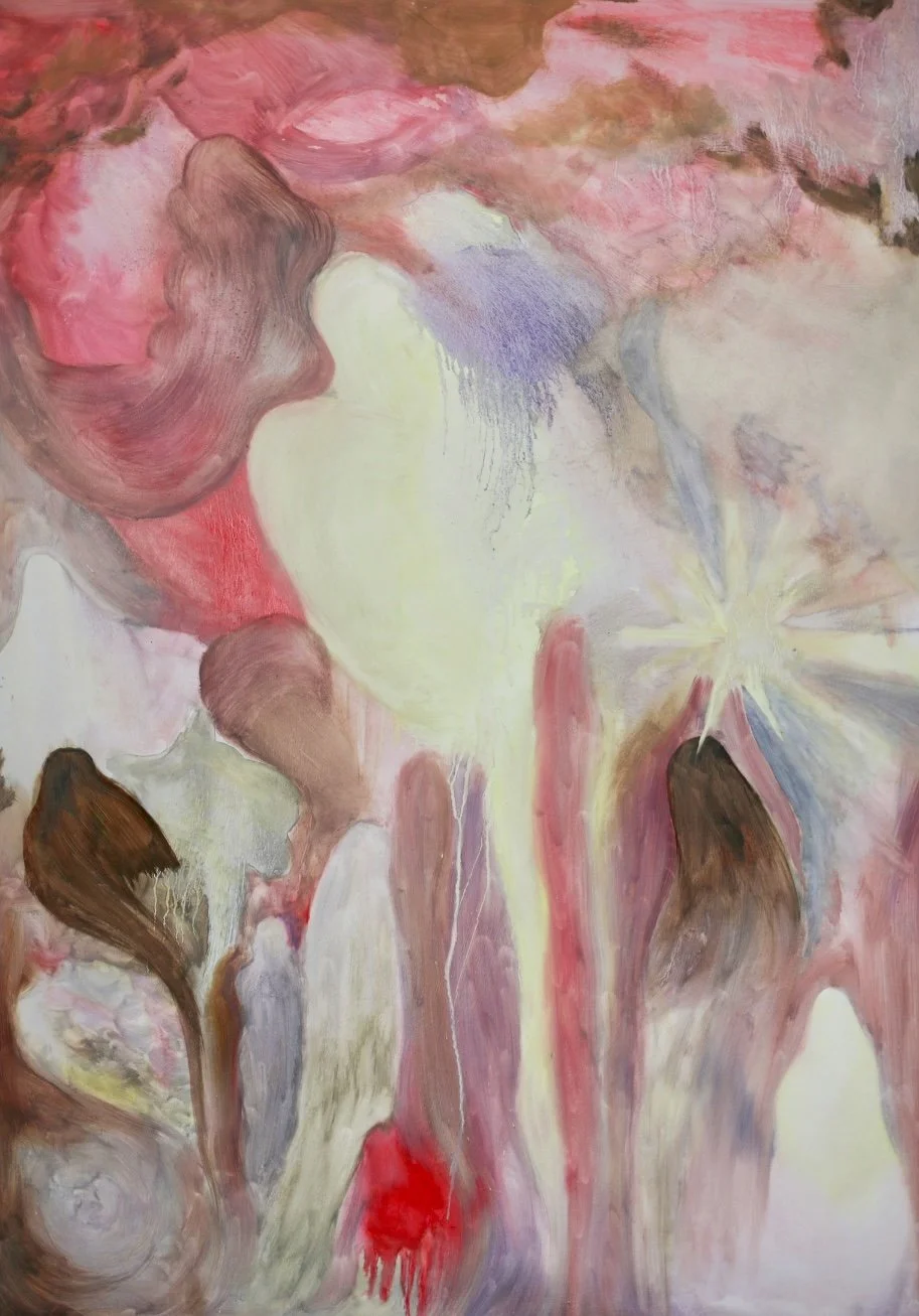 A colorful abstract painting  about grief by artist Sara Rufino.