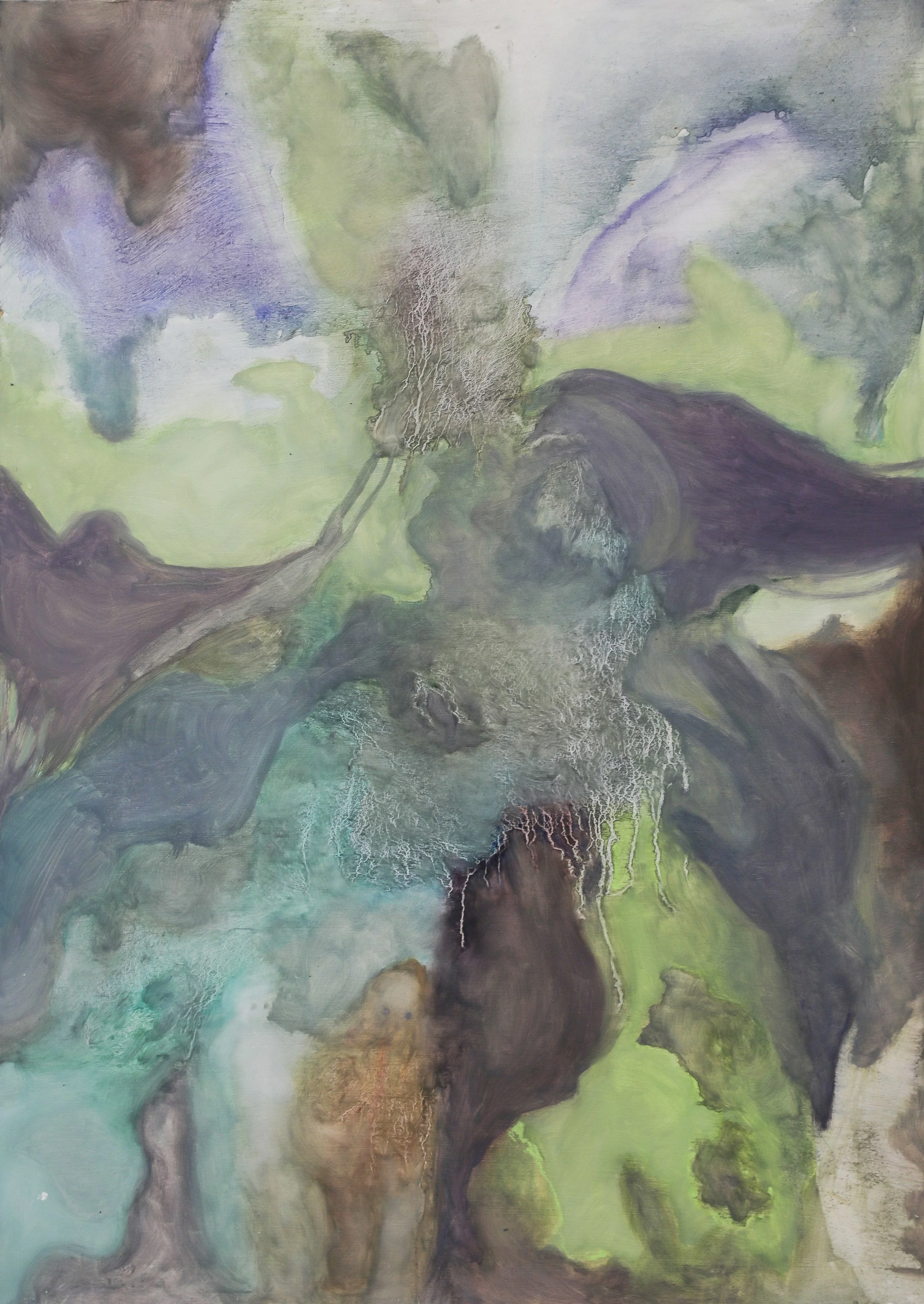 A colorful abstract painting  about grief by artist Sara Rufino.