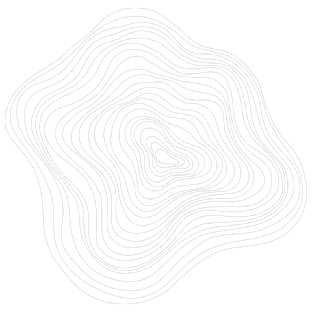Topographic map with concentric green contour lines on a black background.