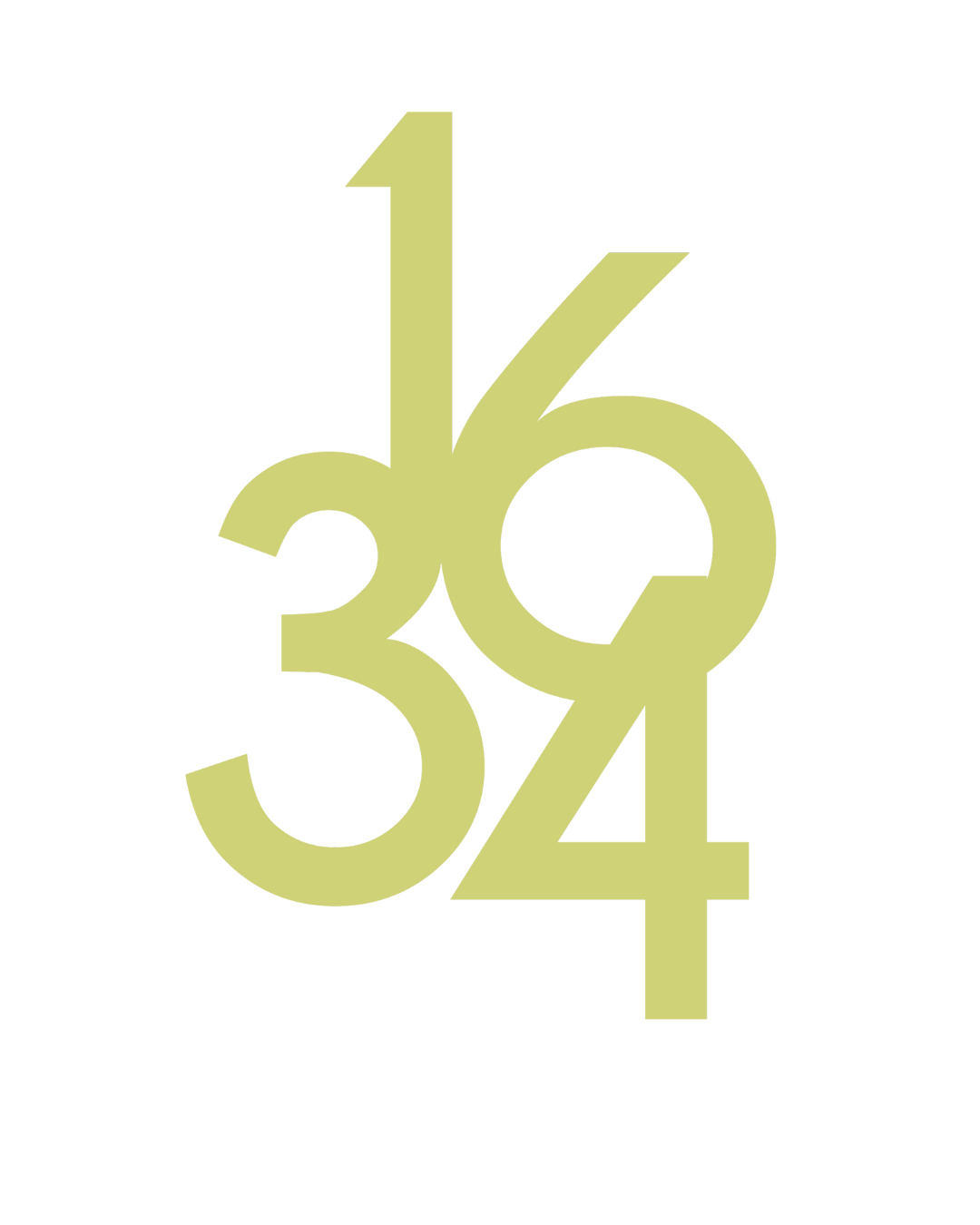 A graphic displaying the numbers 3, 5, 6, 1, 4, 2, and 0 overlapping in a stylized, abstract arrangement in a yellowish-green color on a black background.