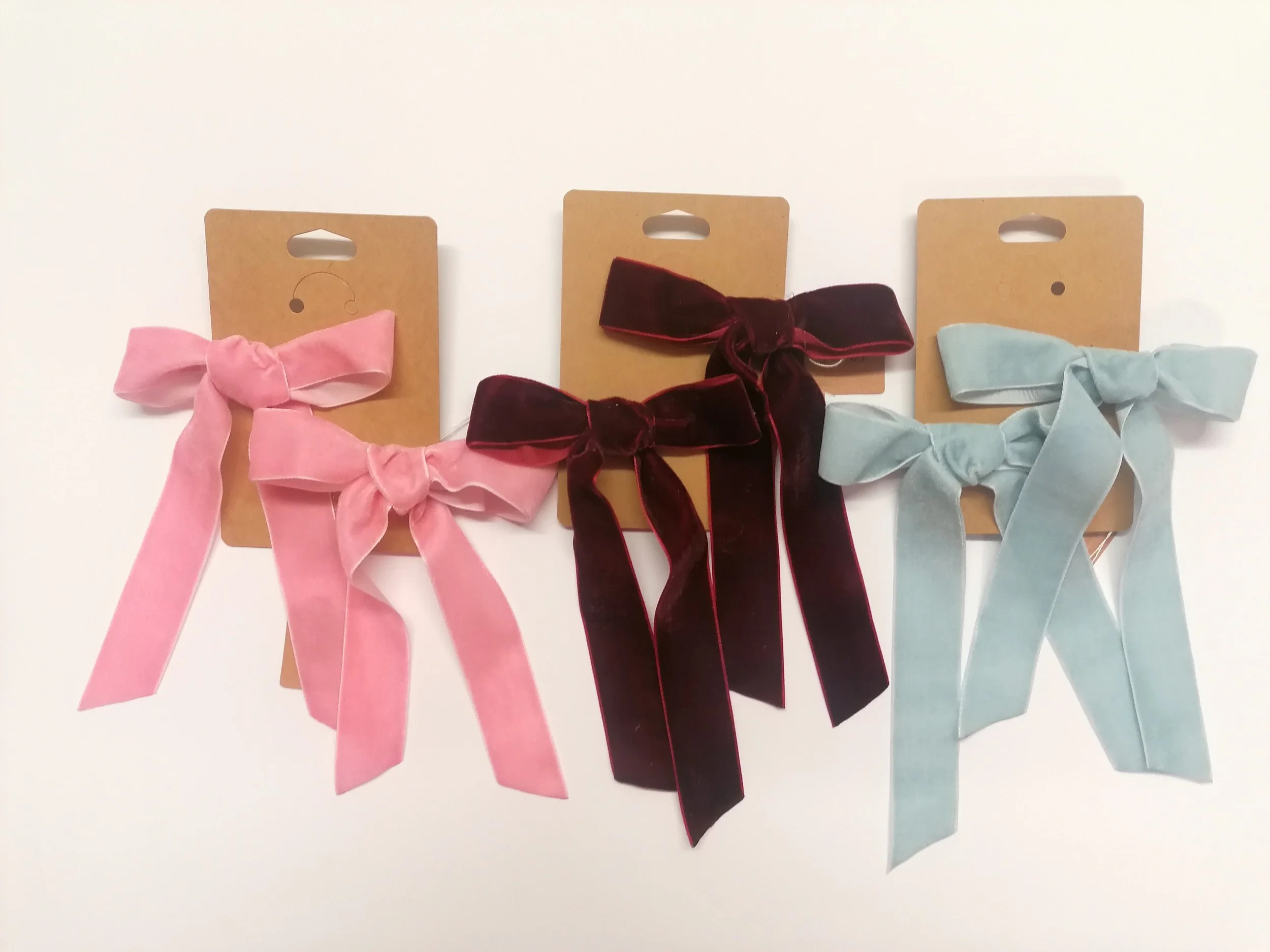 Velvet bow hair clips