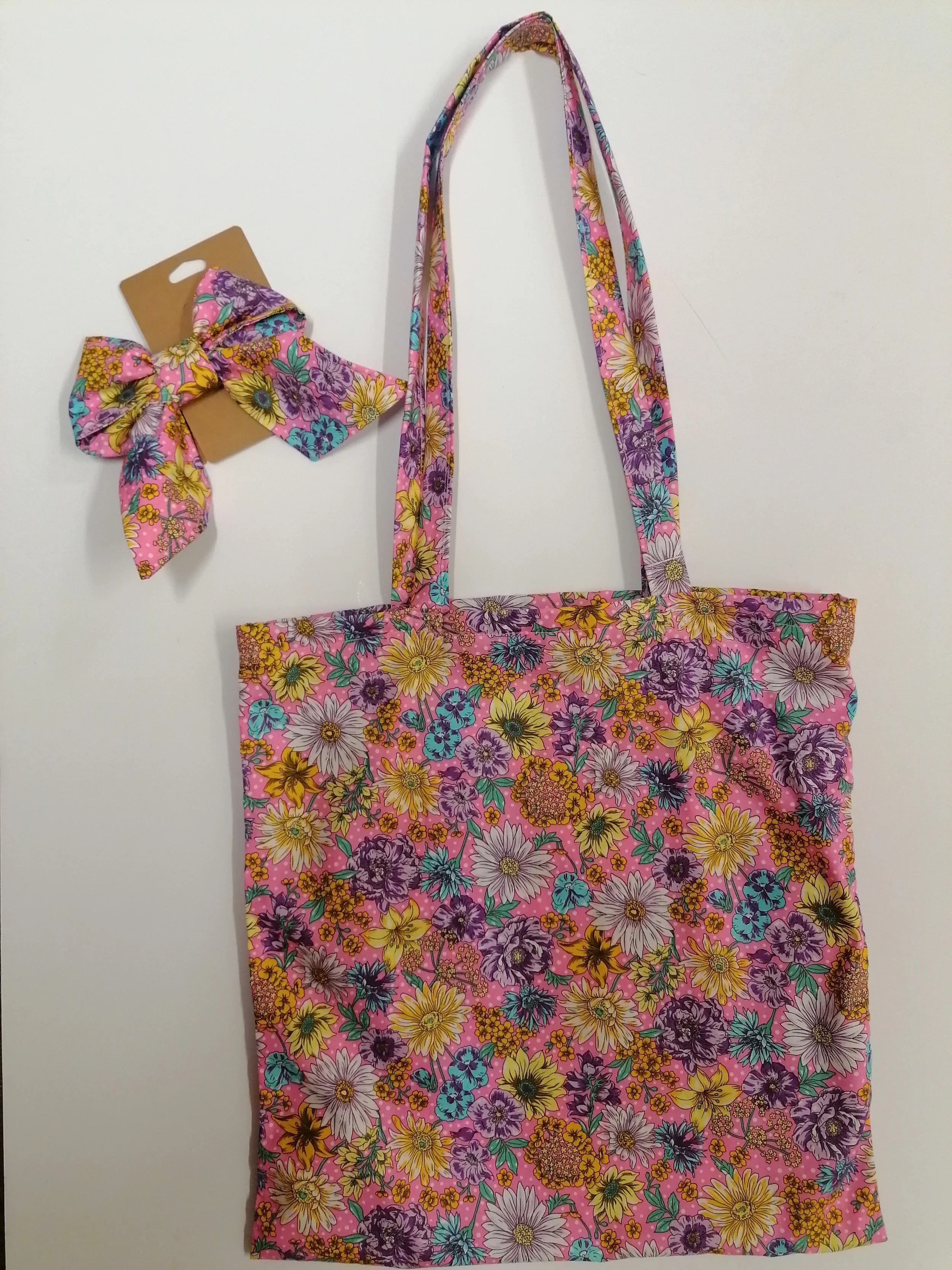 Flower print, Tote Bag & Bow