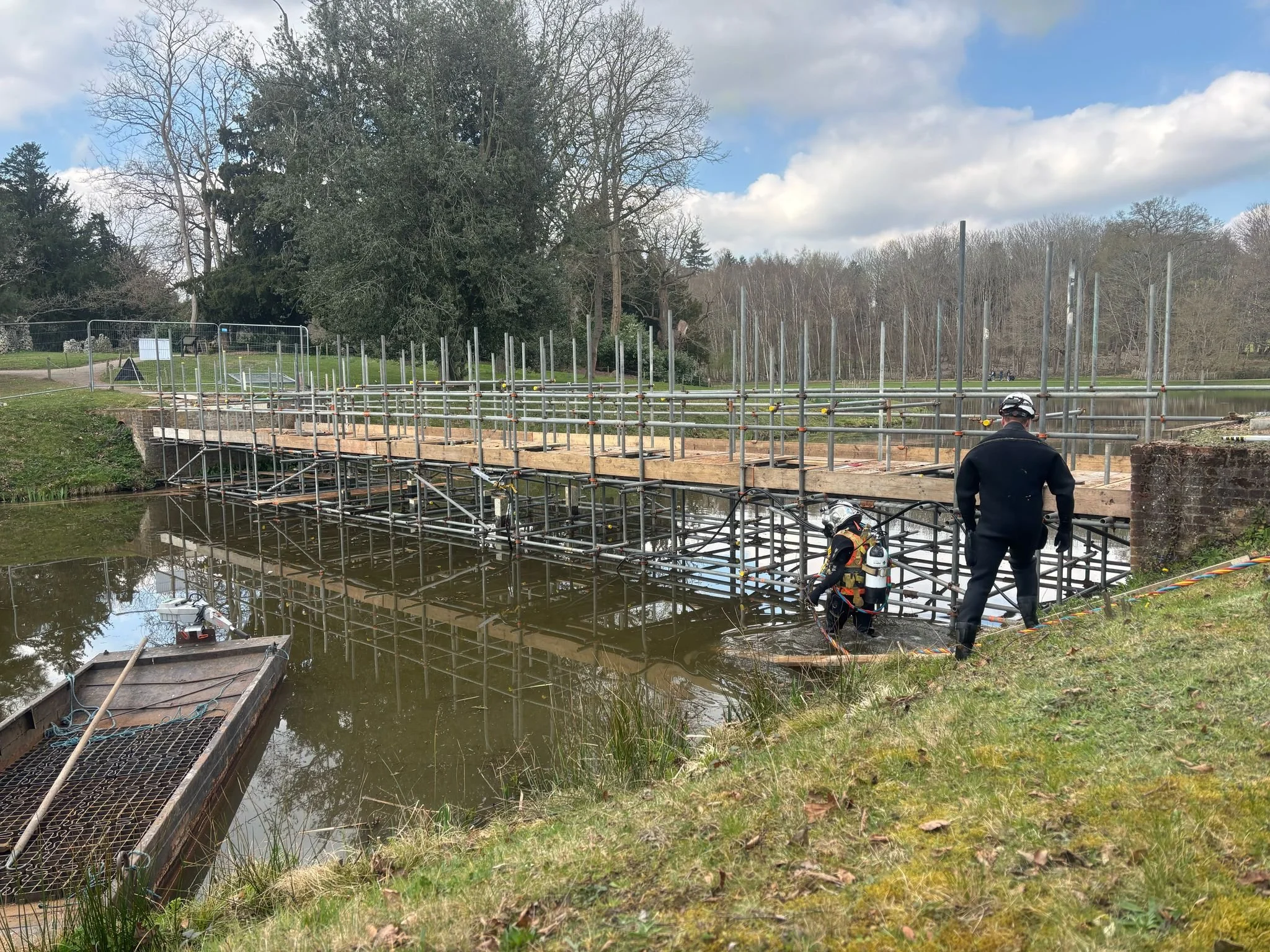 Restoration of Painshill timber bridge from 1987