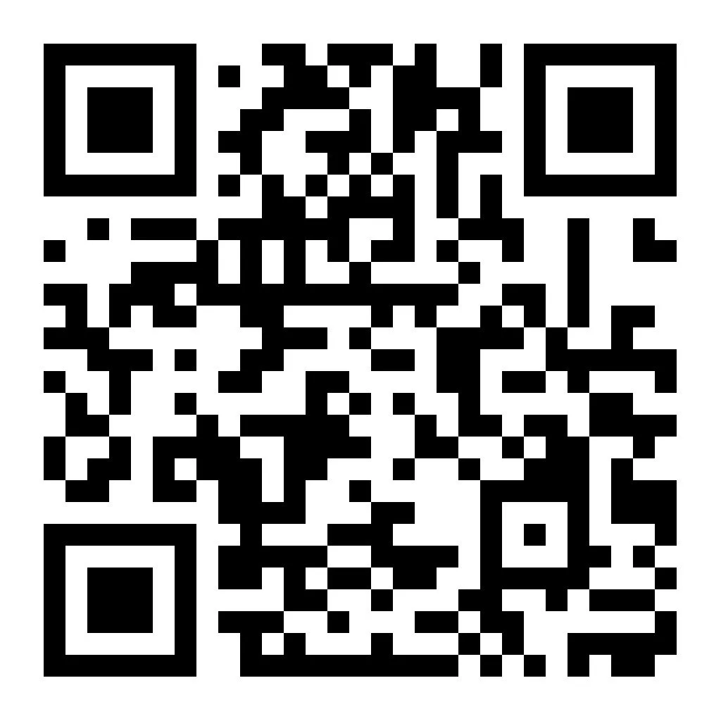 A black and white QR code.