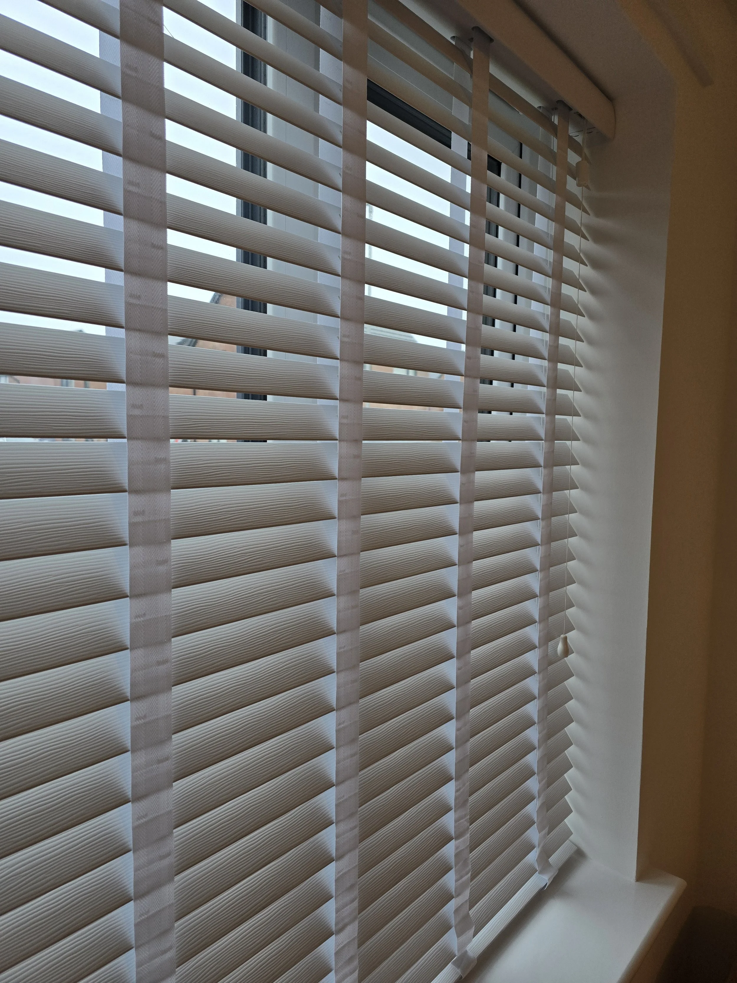 Faux wood venetian blinds fitted in Darlington kitchen