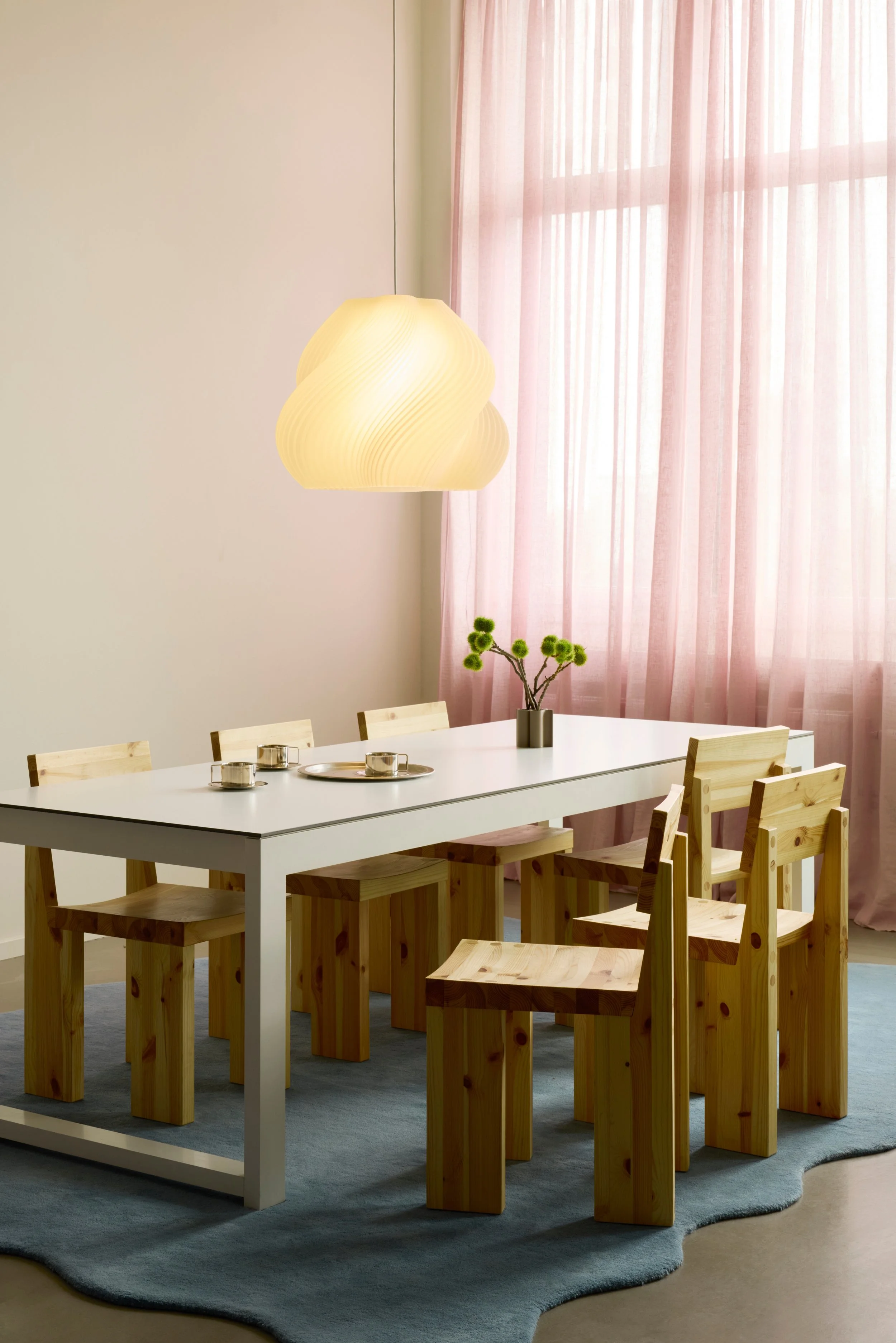 Soft Serve Pendant Mega - Natural Dining table on.jpg