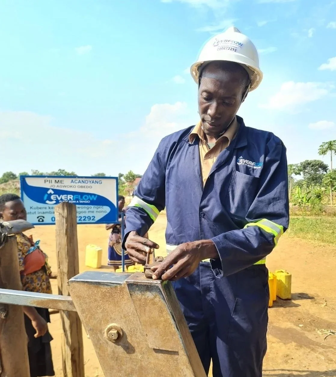 Man while working on energy facility