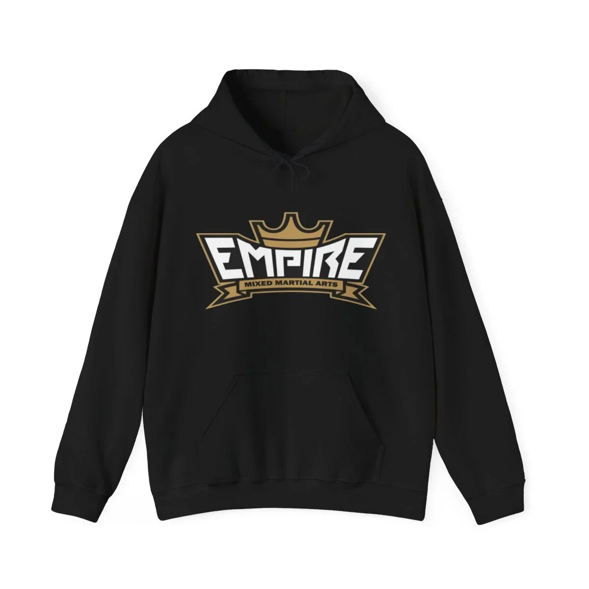 Black hoodie with gold and white logo reading "Empire Mixed Martial Arts" and a crown graphic.