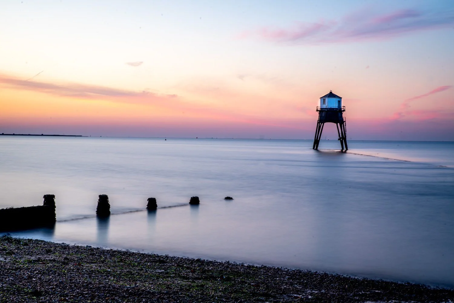Dovercourt Lighthouse at Sunrise, Harwich - UK

  Water + Edges, Built Traces, Atmosphere + Light  	
