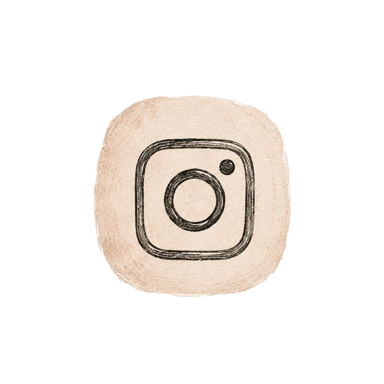 Logo d'Instagram stylisé comme un dessin, avec un fond beige.