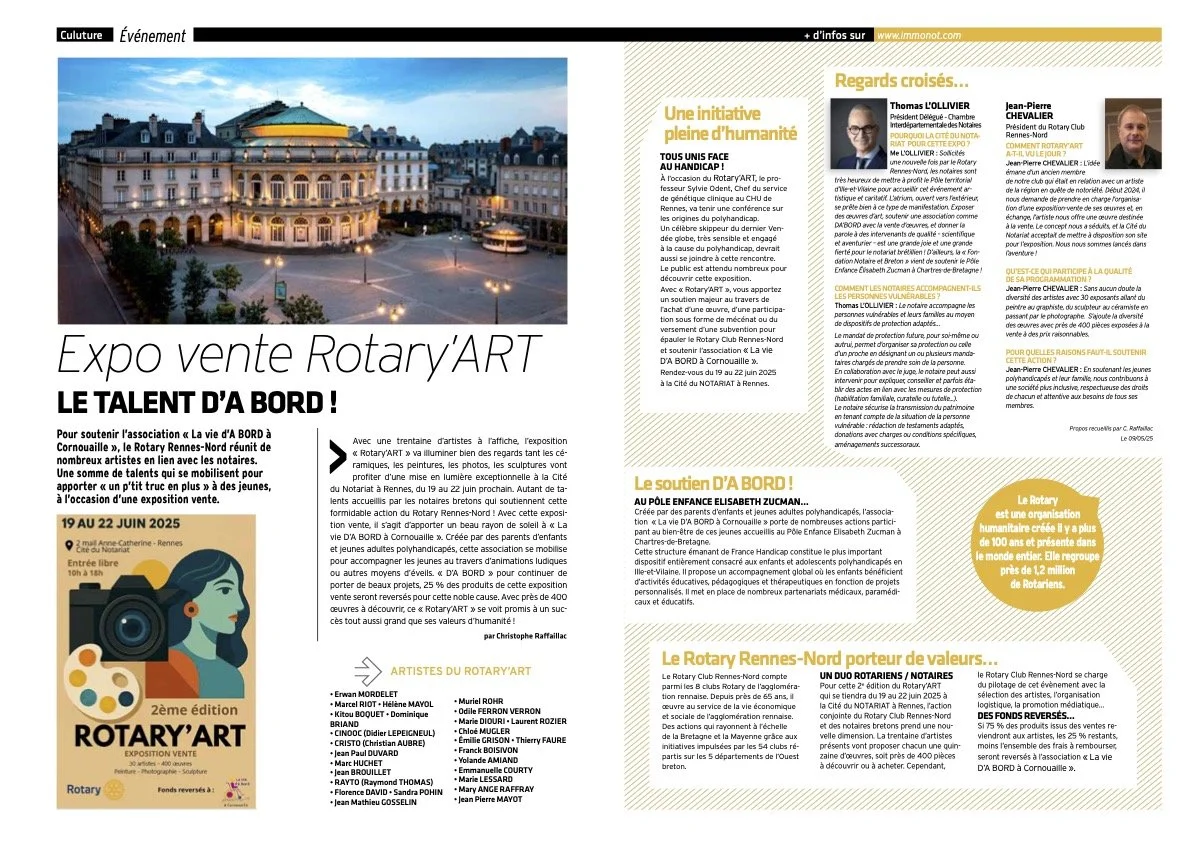 Articles lié à l'exposition Rotary'ART à Rennes, journal des notaires