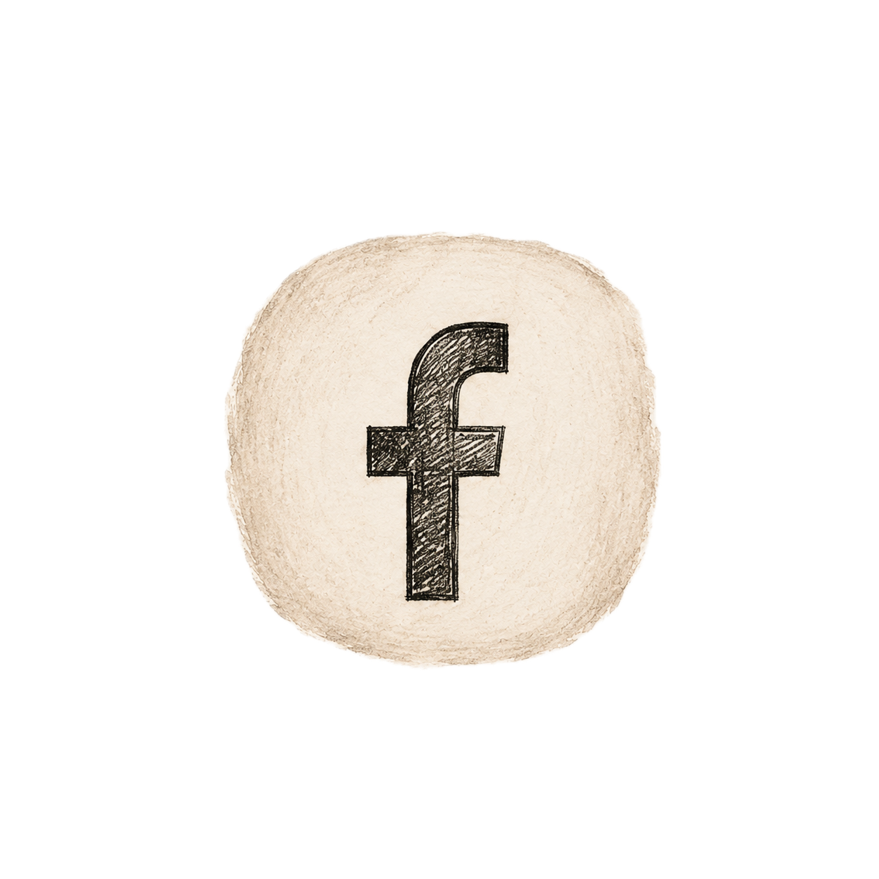 Logo de Facebook dessiné à la main sur une surface beige