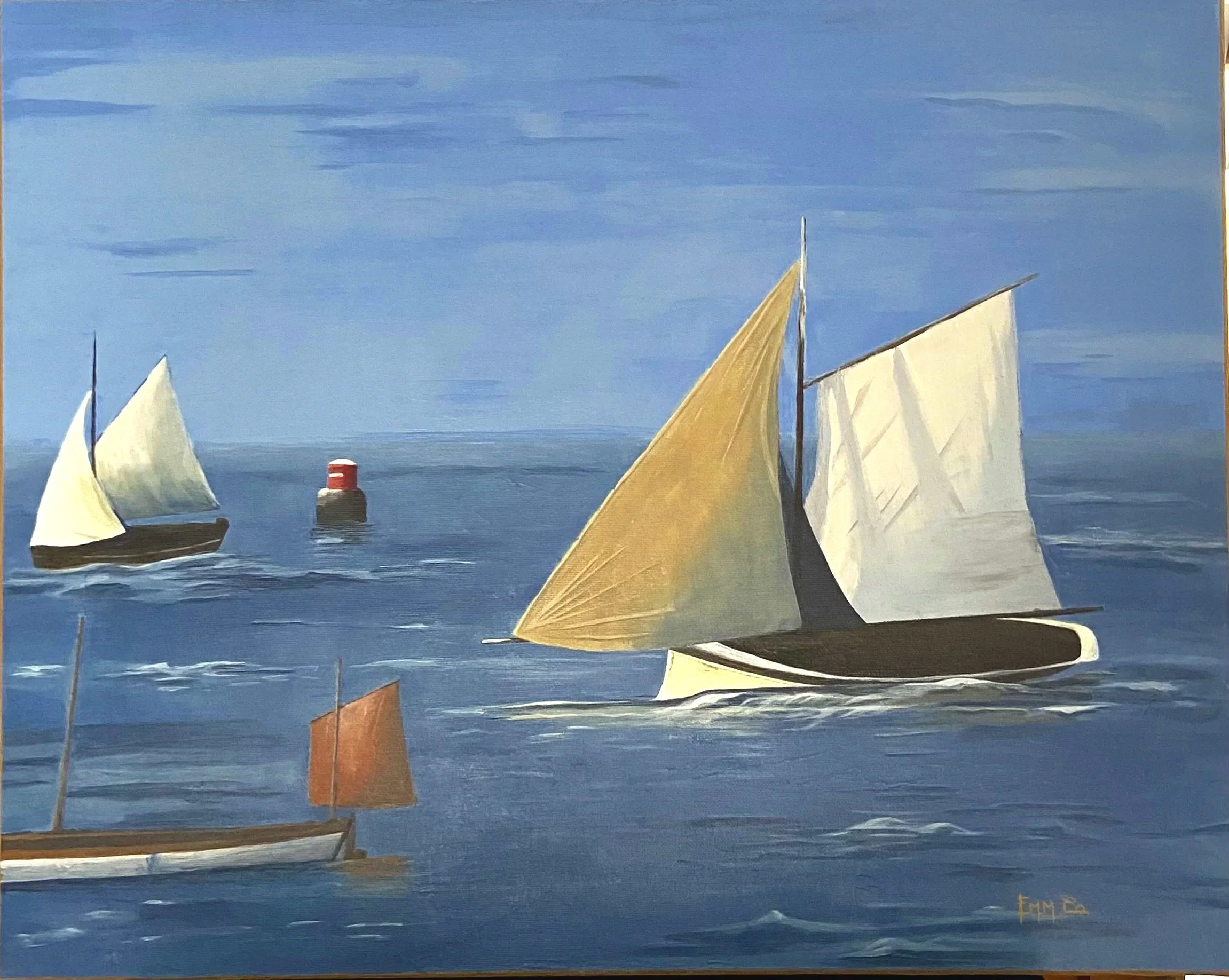 Marine, bateau, voiliers, régate, Bretagne, acrylique, Emmanuelle Courty
