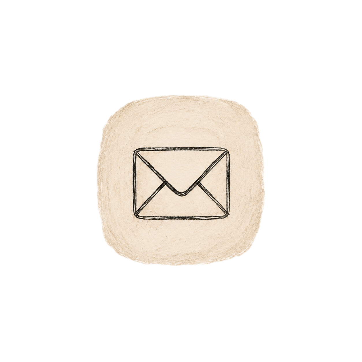 Icône représentant une enveloppe de courrier électronique sur fond beige, avec une touche de couleur rose en arrière-plan.