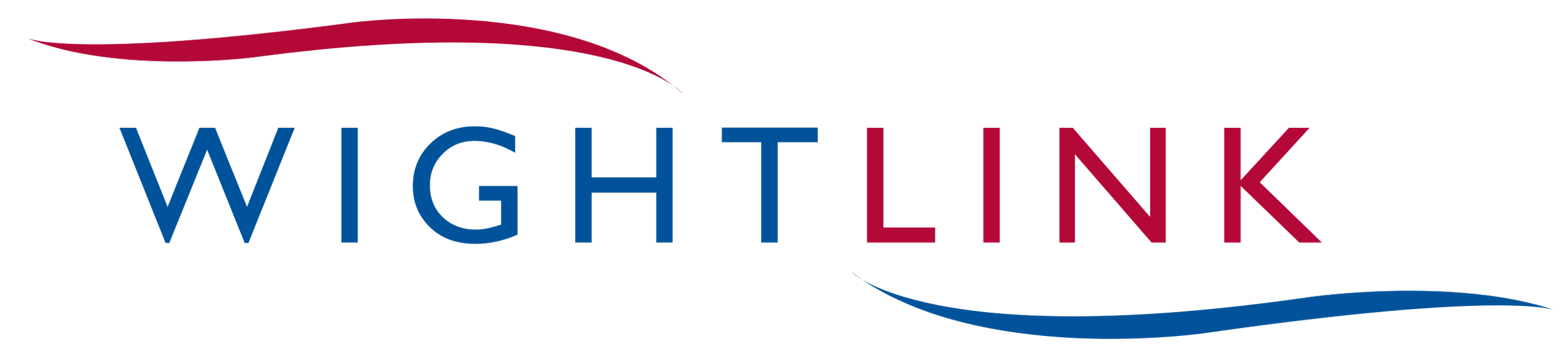 The logo features the word 'WIGHTLINK' with 'WIGHT' in blue letters and 'LINK' in red letters, with wavy lines above and below in shades of red and blue.