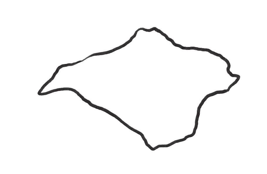 Outline map of the island of Hispaniola, showing the borders of Haiti and the Dominican Republic.