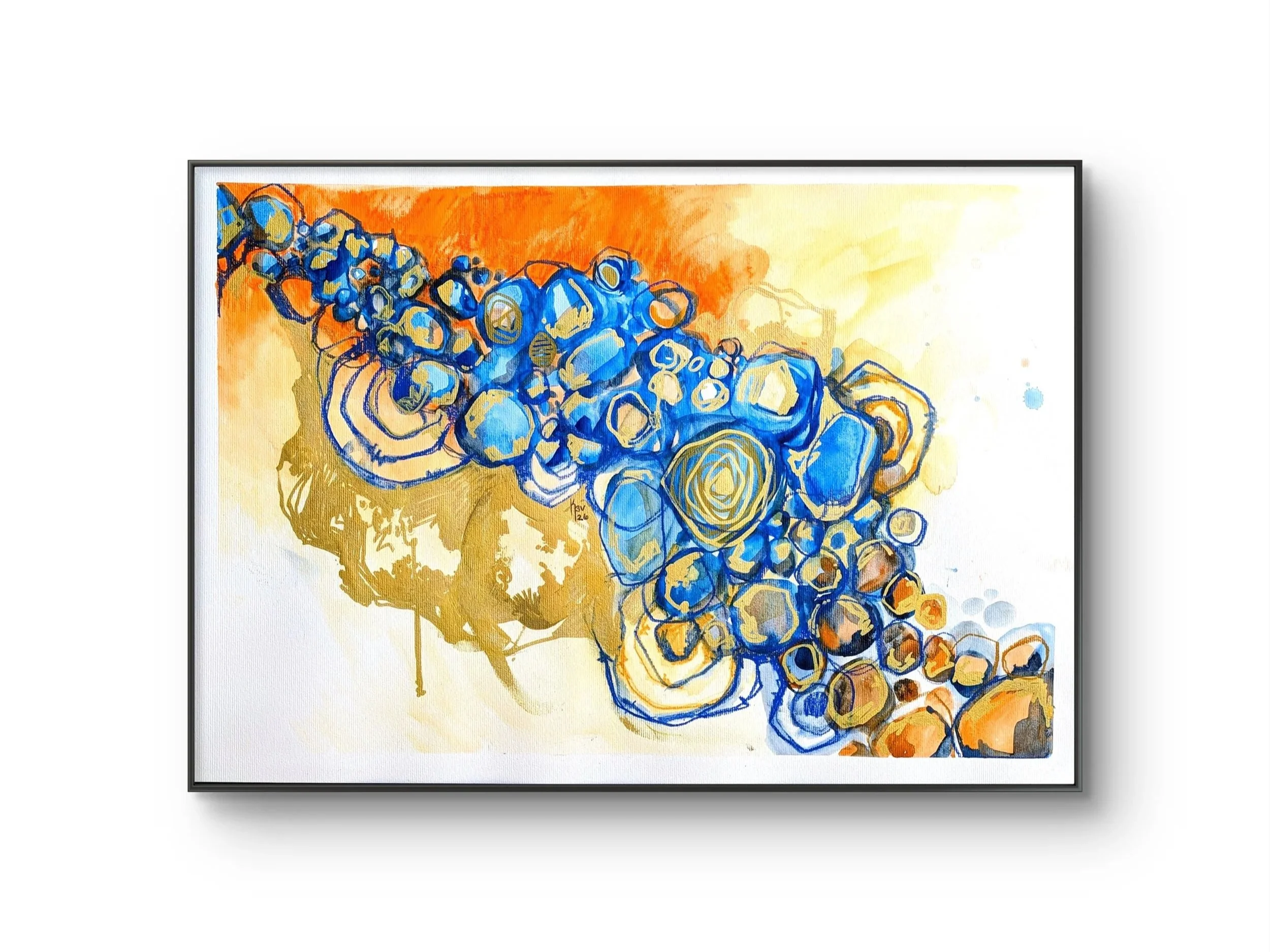 "Stream of thoughts"
Watercolor and neopastels, and pen on A2 mixed media paper.