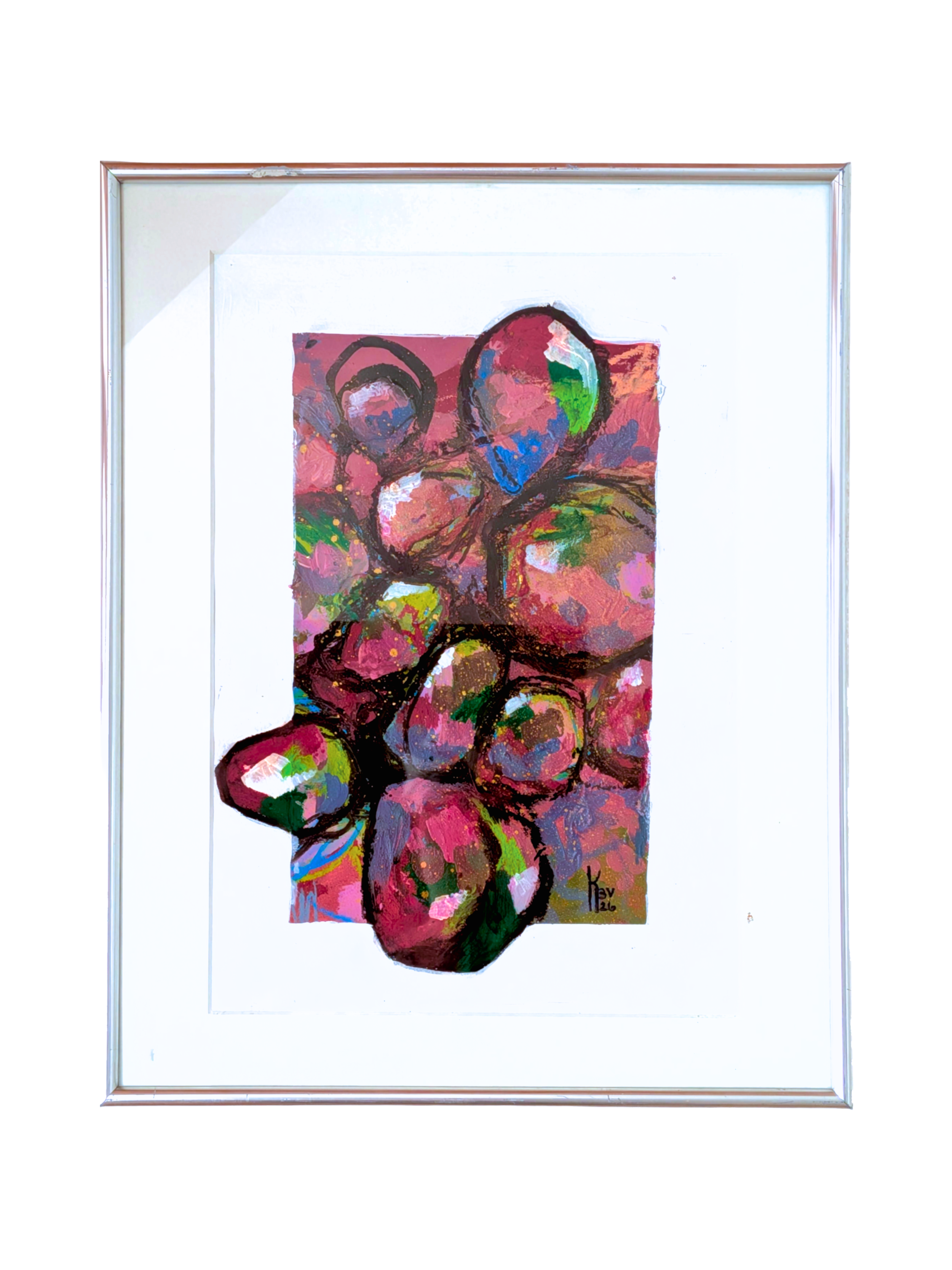 "Opbrydning" - A3 - Oliepastel, akryl, spraymaling, guldblad på papir.