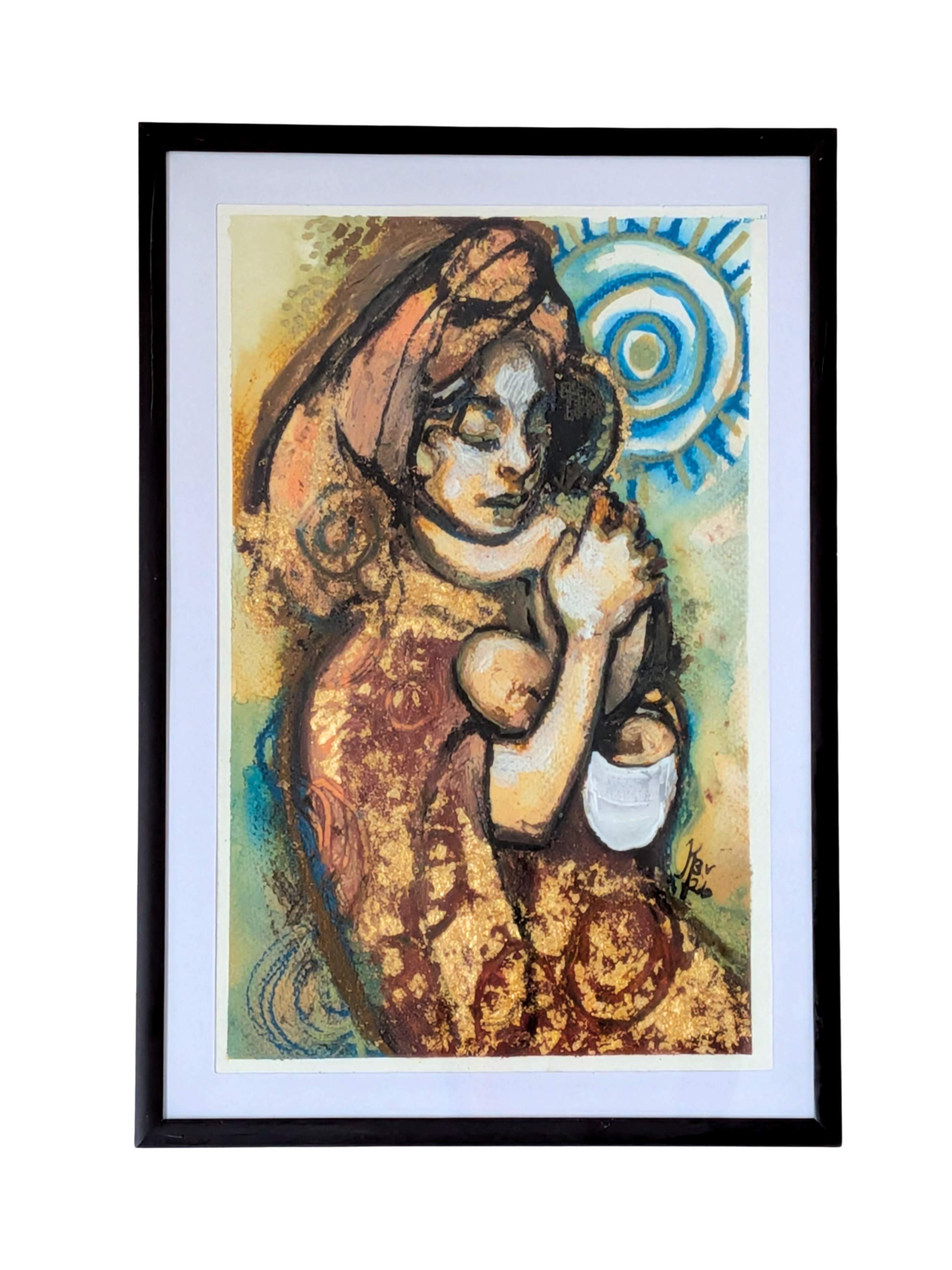 "Tidlig morgen" - A4  - Mixed media på papir.