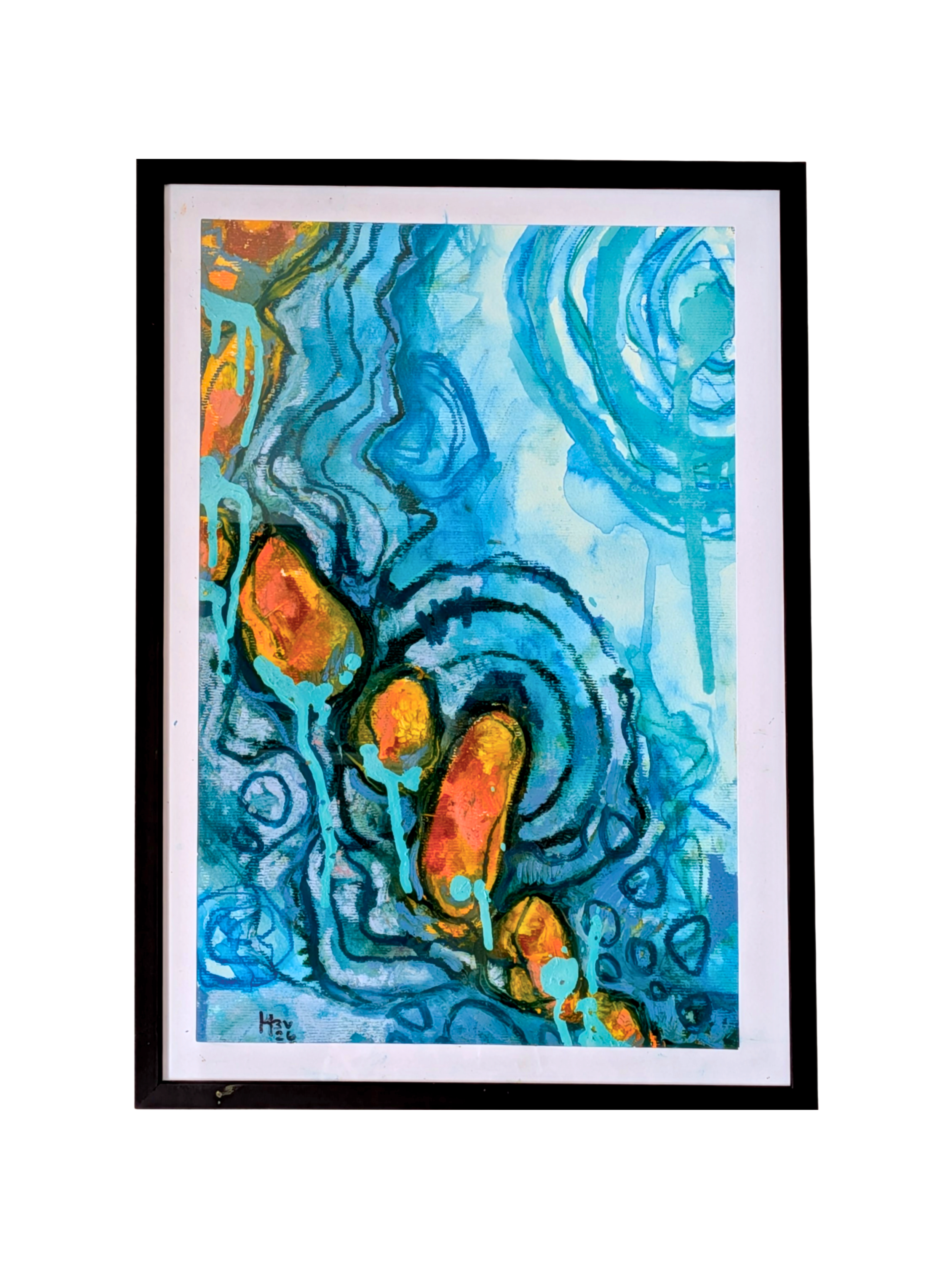 "Running lake" - A3 - Mixed media på papir.
