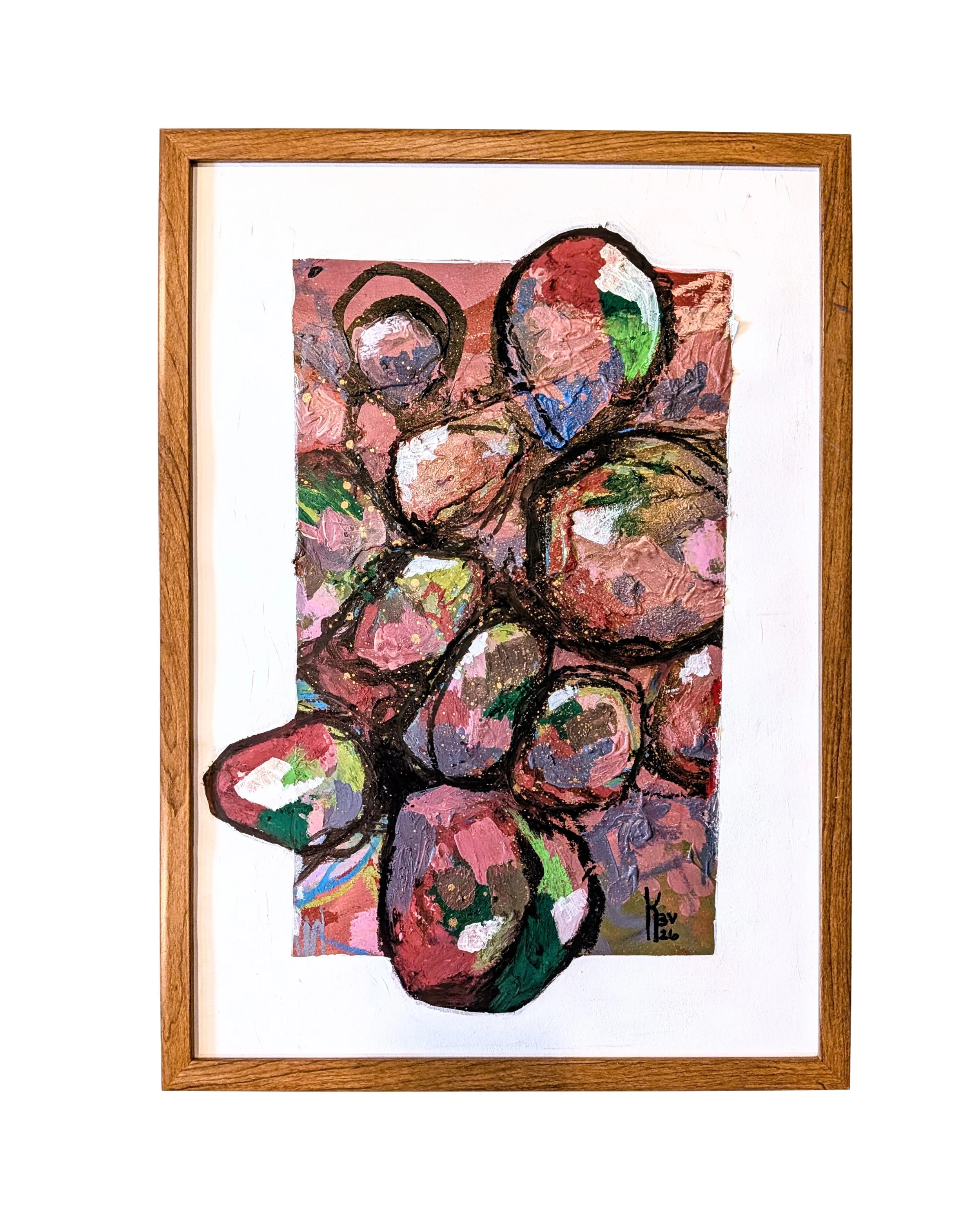 "Brydning" - A3 Acrylic paint, oil pastels, spray paint on watercolor paper.