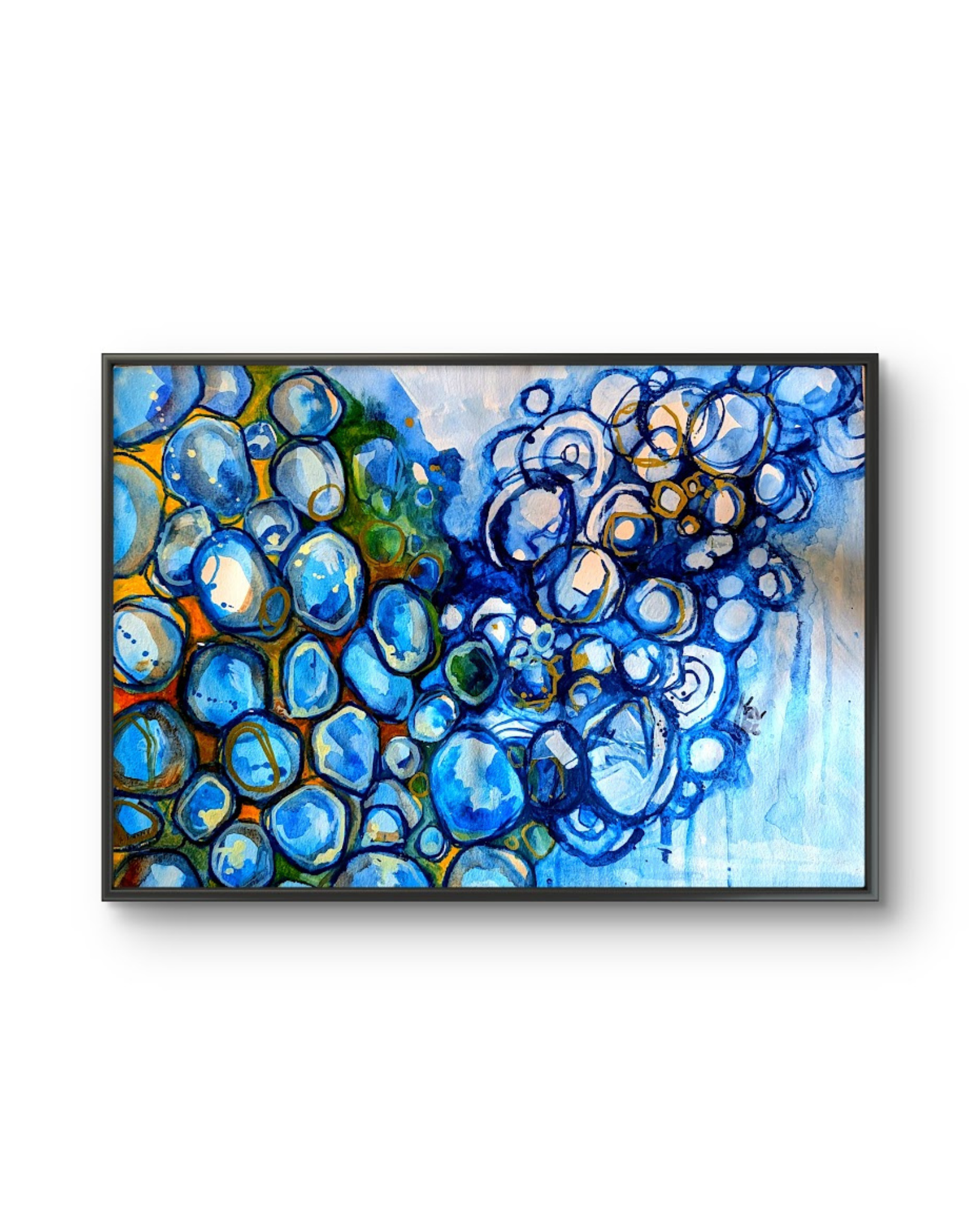 "Ripple effect" Watercolor + pastels on A3 watercolor paper.