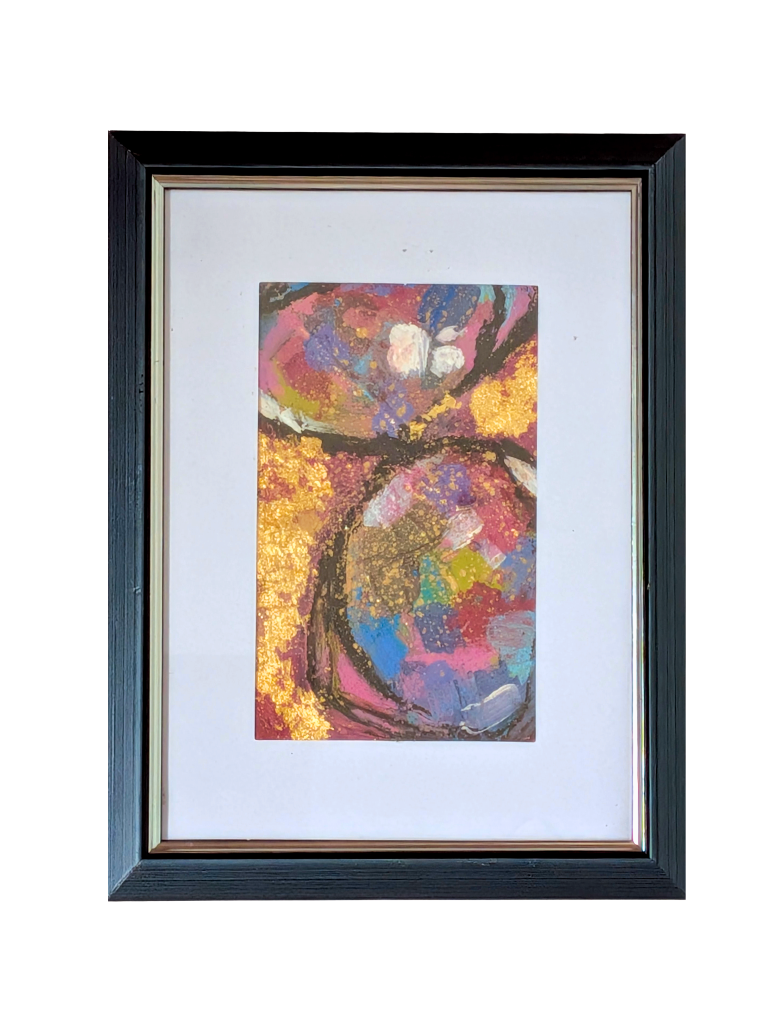 "Gyldne sten" - A5 - Mixed media på papir.