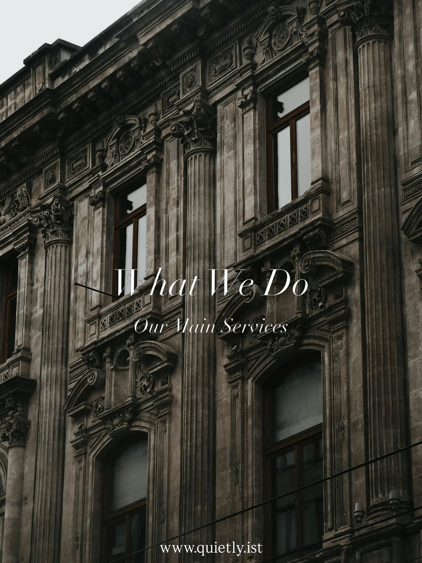 What we do at QUIETLY.

We provide bespoke concierge and lifestyle management services for individuals, families and businesses who value time, privacy, and seamless execution.

Our services include travel design, lifestyle management, private events