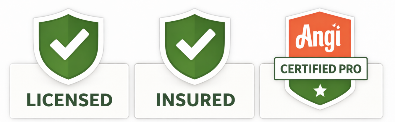 Professional lawn care and property maintenance banner highlighting Live Oasis Realty Maintenance as a licensed and insured Angi Certified Pro, delivering structured, standards-driven lawn maintenance, property cleanups, and exterior cleaning service