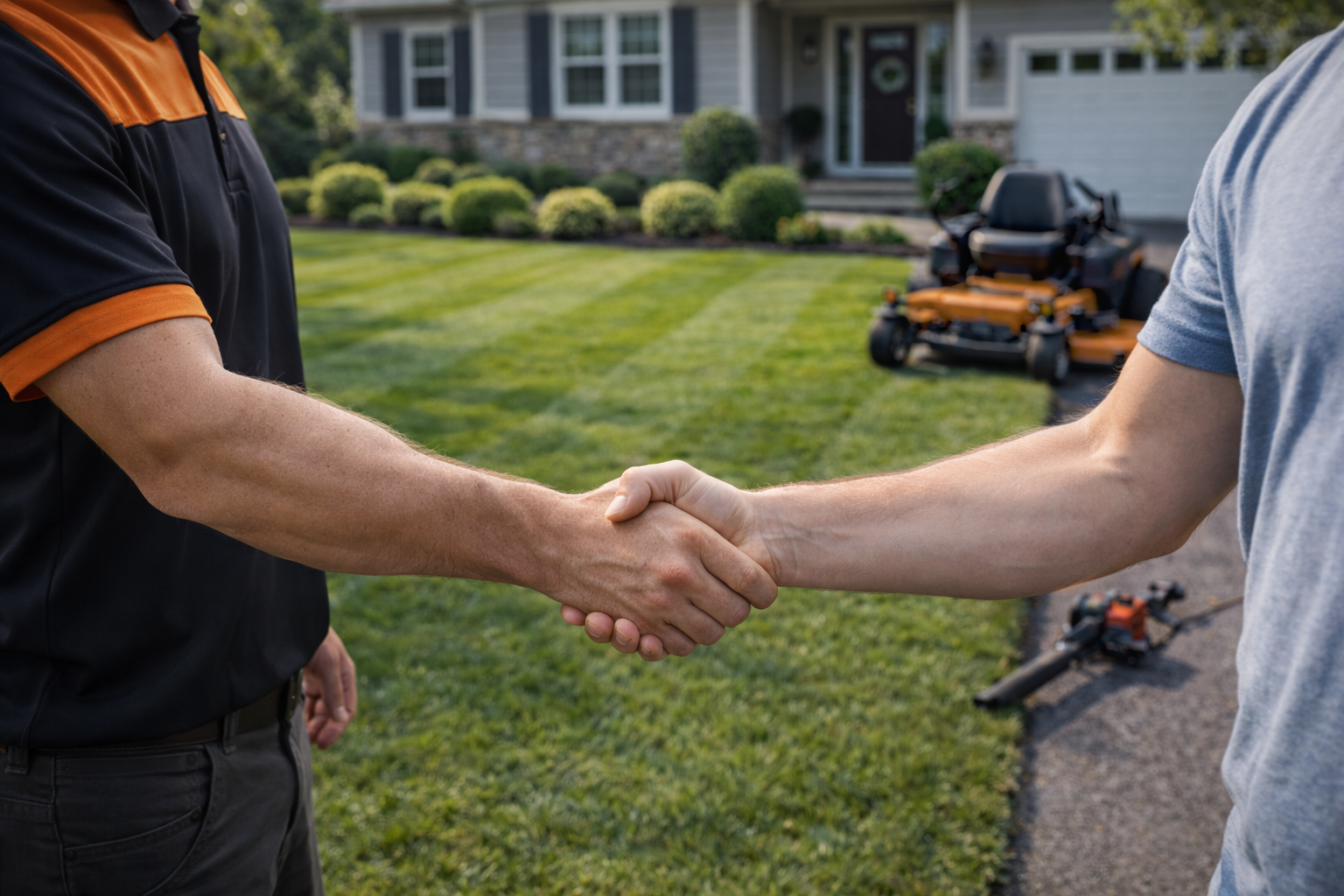 Service agreement confirmation for residential lawn and property maintenance.