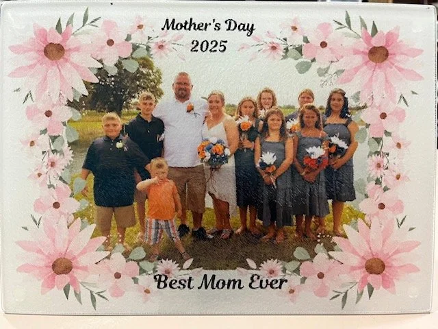 Mothers Day glass cutting board