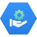 A hand holding a gear icon, representing technical support or engineering.