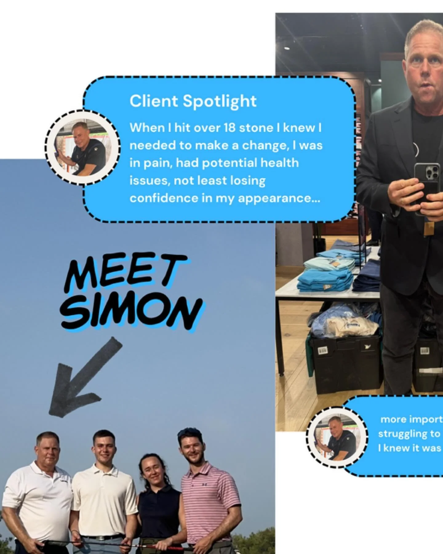 Meet Simon 👋 When he first joined The Den he was over 18 stone, struggling with pain, confidence and consistency.

Fast forward to now &mdash; he&rsquo;s dropped over 3 stone, added 40 yards to his golf drive, and is stronger, fitter, and pain free 